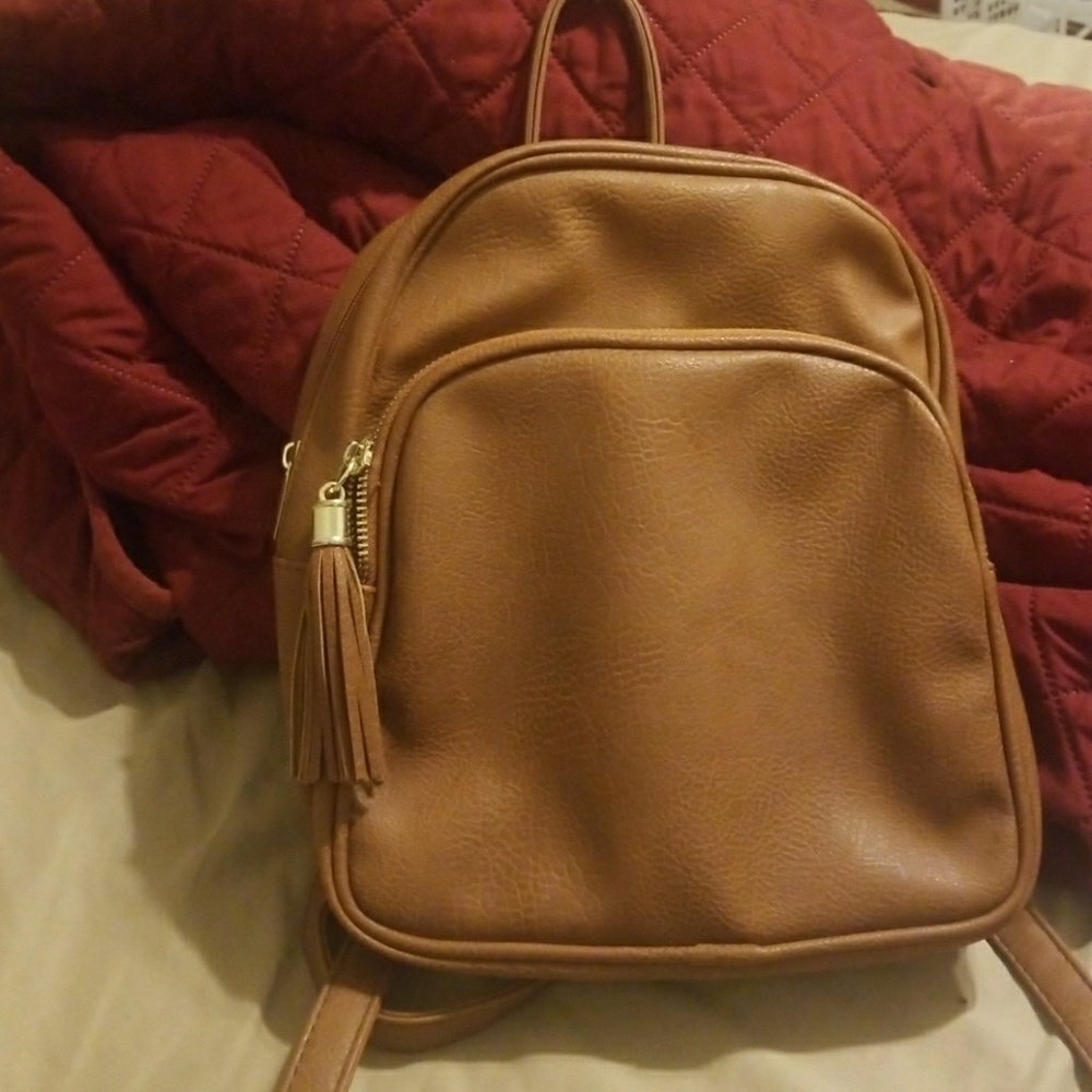 Plain brown backpack.
